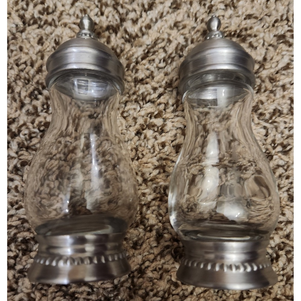 Southern Living at Home Astoria Salt & Pepper Shaker Set Brushed Silver & Glass